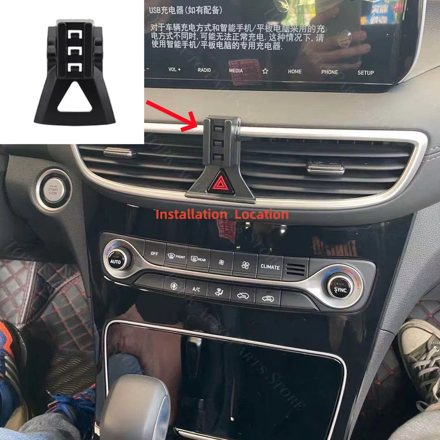 Smartphone Halterung für Hyundai Tucson NX4 mit kabelloser Ladefunktion in Schwarz - Bild 2