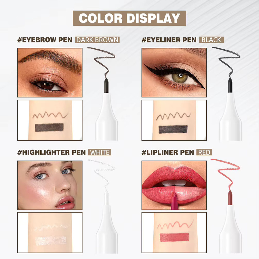QIBEST 4-in-1 Make-up-Stift, Eyeliner, Lipliner, Augenbrauenstift und Textmarker - Bild 2