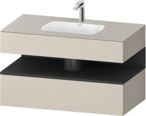 Duravit Qatego Einbauwaschtisch-Möbel-Set in Grau Matt mit Konsolen-Waschtischunterbau, B/T/H: 100 x 55 x 60 cm - Bild 1