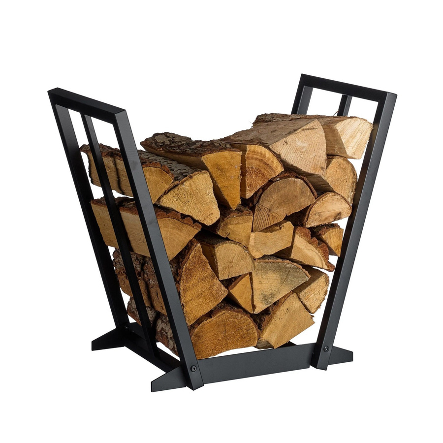 Relaxdays Kaminholzregal im V-Design aus Eisen in Schwarz, B/T/H: 55,5 x 62 x 35 cm - Bild 2