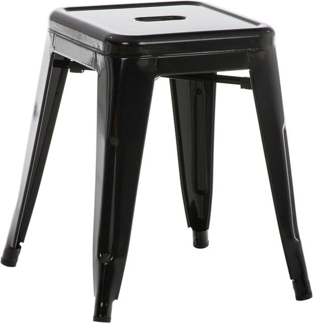 DELUKE Hocker FULDA Stapelhocker aus Metall in Schwarz für Küche und Esszimmer B/T/H: 40 x 40 x 46 cm - Bild 1