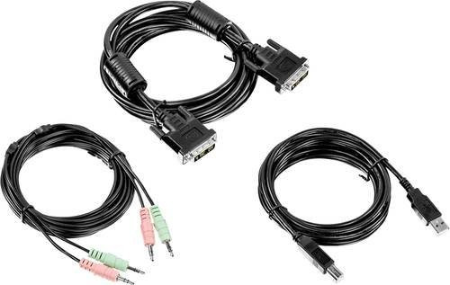 TrendNet KVM Adapter in Schwarz mit DVI-Stecker 18+5pol., USB 2.0 und 3,5mm Klinkenstecker - Bild 1