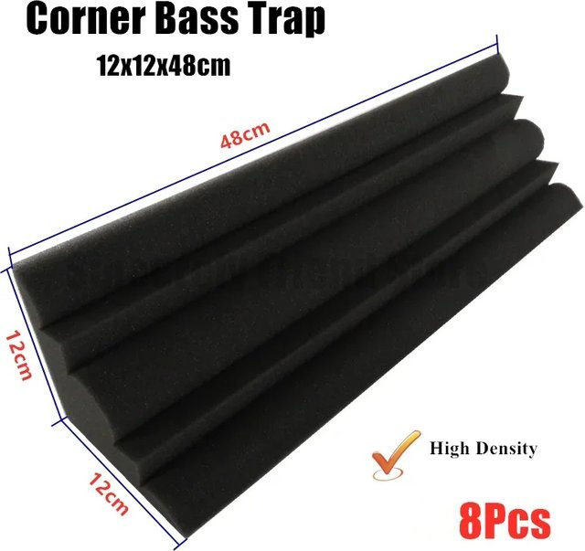 8 Stück Akustikschaumstoffe als Bassfalle zur Schalldämmung in Schwarz, B/T/H: 12 x 12 x 48 cm - Bild 1