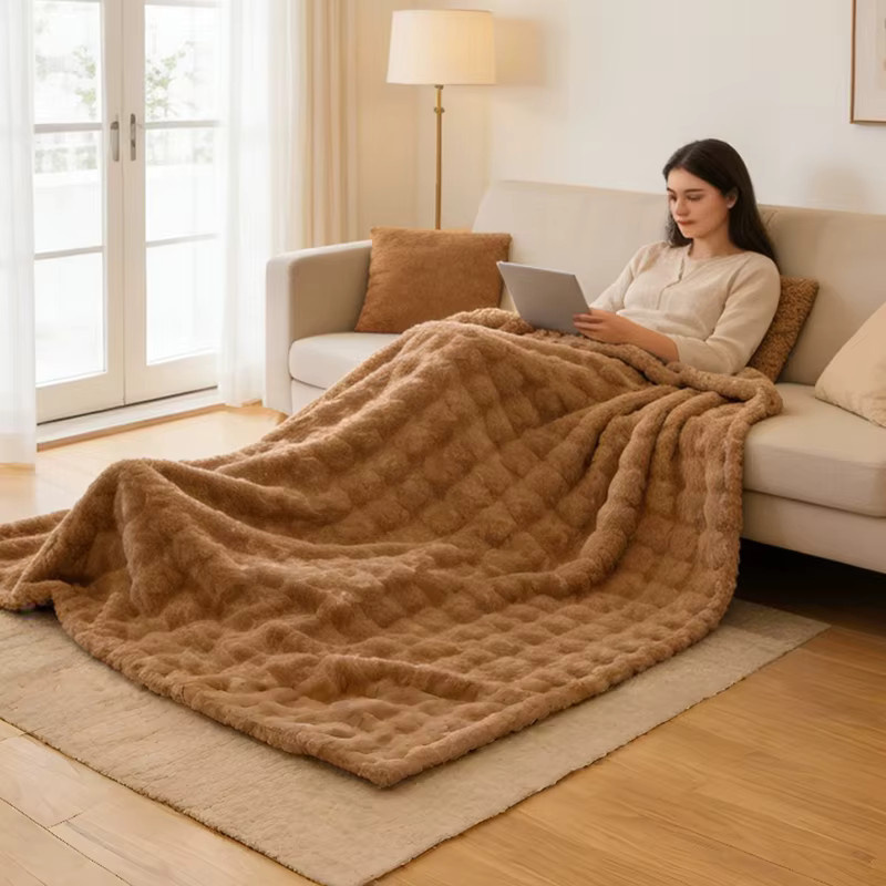 WASART Kunstfell-Wurfdecke in Braun, superweiche flauschige Deko-Decke für Sofa und Bett, B/B: 150 x 200 cm - Bild 3