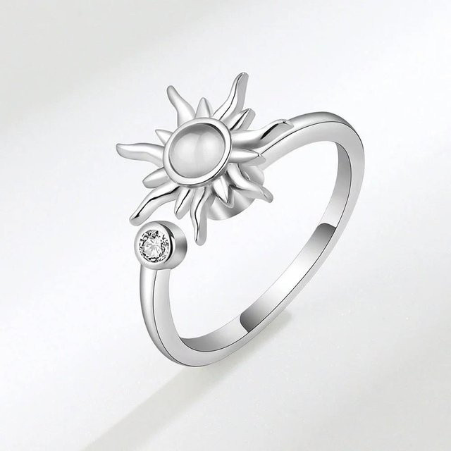 Ventfille Drehbarer Ring, Kupfer, Diamant, Zirkonia, Damen, Weiß - Bild 1