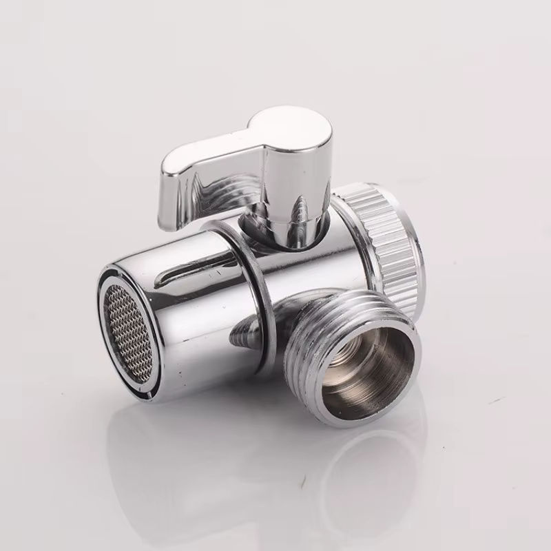 Wasserhahn Adapter mit Umschalter für Küche und Bad als Splitter und Umlenker für Dusche oder Bidet in Silber aus Kunststoff - Bild 3