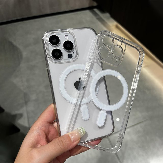Stoßfeste MagSafe kompatible transparente Acryl Schutzhülle für Apple iPhone 11 bis 16 Pro Max Plus Mini magnetische Case - Bild 1