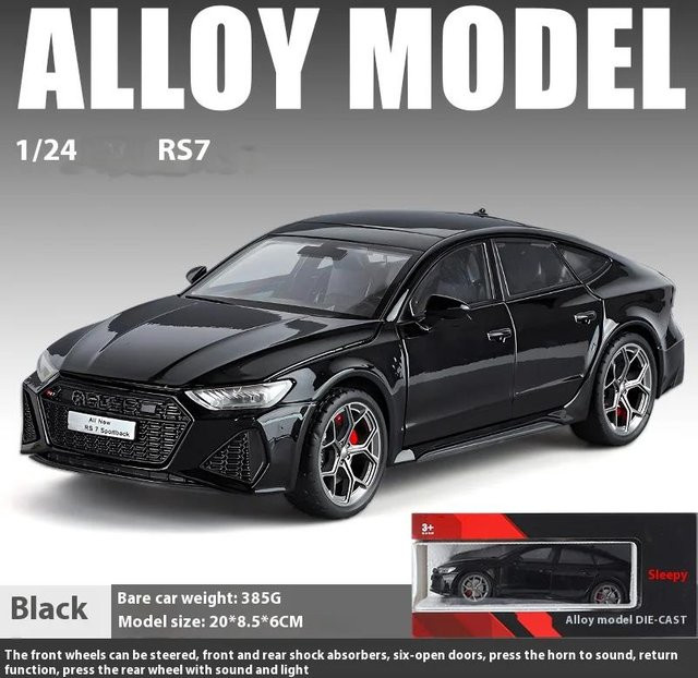 Fourall- Model Cars RS7 Sportback Modellauto, 1:24, schwarz, mit Licht und Sound - Bild 1