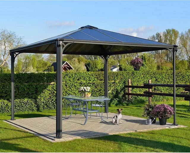 Palram - Canopia Palermo Gartenpavillon Anthrazit mit LED Set und Doppelstegplatten B/T: 3.6 x 3.6 m - Bild 1