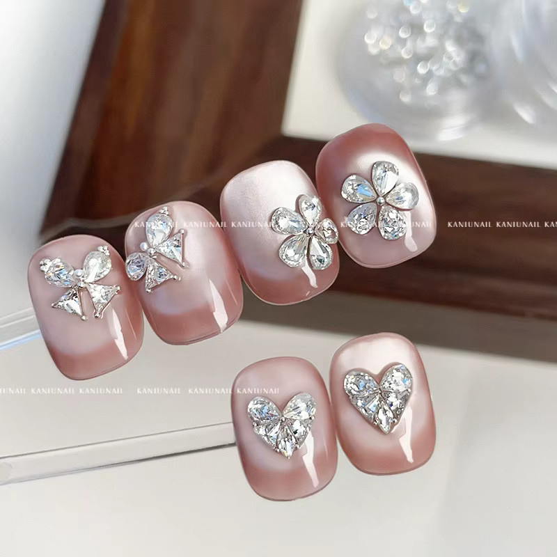 Kaniu Nageldekorationszubehör, Zirkon-Kristall, Schmetterling, Herzform, White, 1 Box - Bild 3
