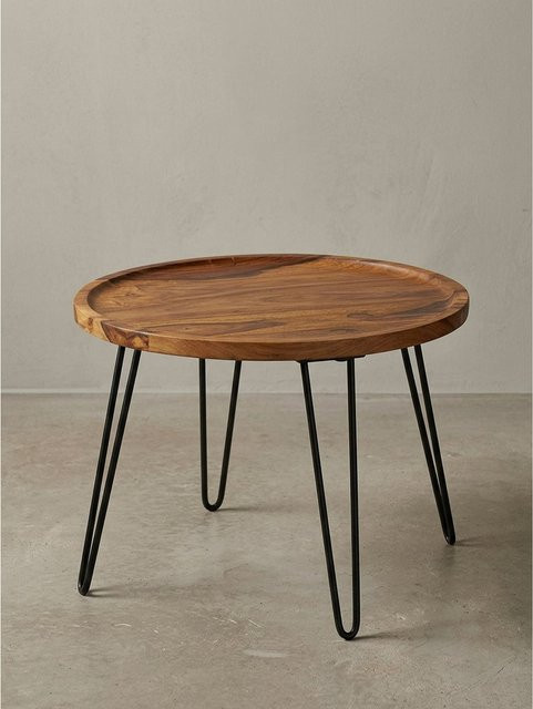 Runder Couchtisch aus Sheesham Massivholz von KADIMA DESIGN in Braun, B/T/H: 60 x 45 x 60 cm - Bild 1