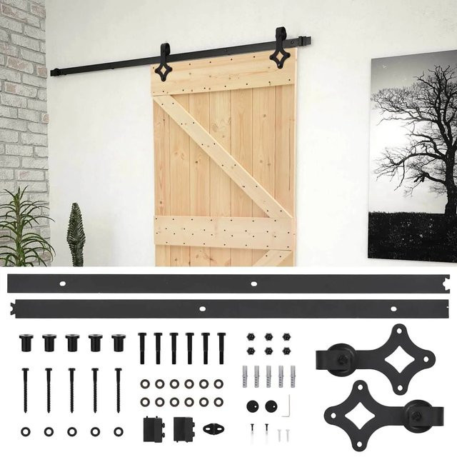 vidaXL Schiebetür in modernem Design aus Holz und Stahl, Farbe: Braun und Schwarz, B: 80 cm, H: 210 cm - Bild 1