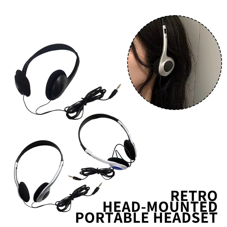 INS Retro Nostalgisches Over-Ear Headset Schwarz Kabelgebundene Kopfhörer - Bild 2