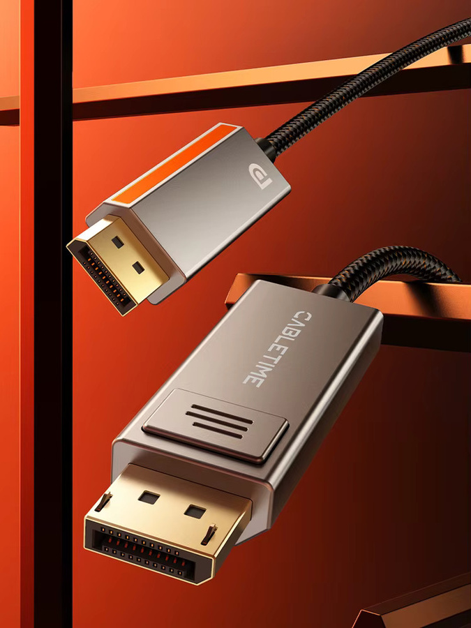 CABLETIME DisplayPort-Kabel DP 1.4 in Orange für PC, Laptop, TV und Computermonitor mit 8K/60Hz, 4K/120Hz und 32,4 Gbit/s High-Speed - Bild 4
