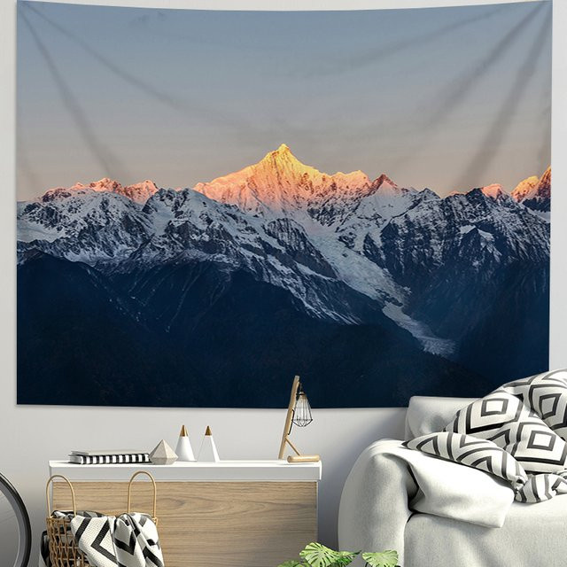 VIKAMA Wandbehang Sternenhimmel und verschneite Berge, dekorativer Wandteppich in Multicolour, Breite: 73 cm, Höhe: 95 cm - Bild 1
