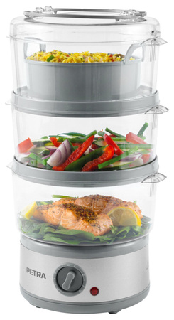 PETRA Dampfgarer mit 3 Ebenen, 500 W, 7,5 l