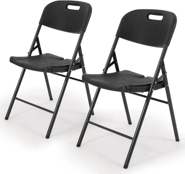 Sekey Klappstühle 2er Set in Schwarz mit Holzoptik, belastbar bis 150 kg - Bild 1