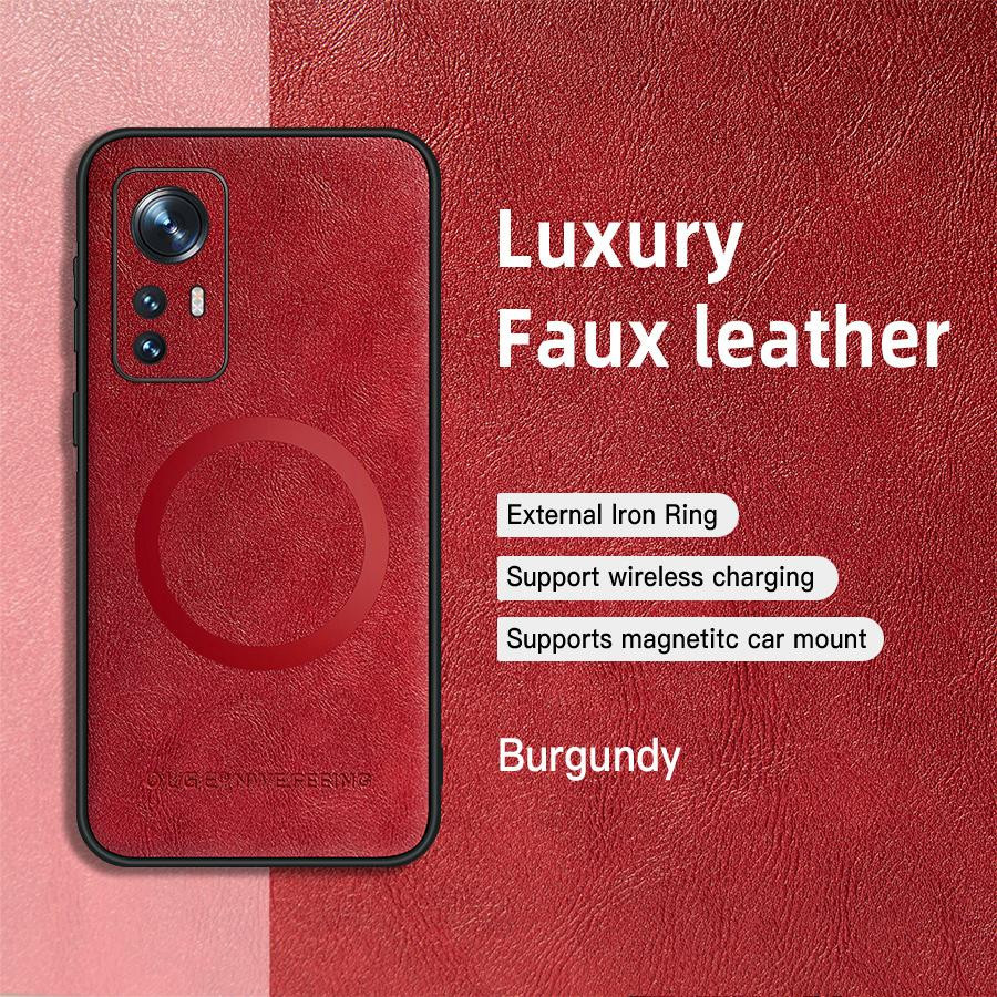 Xiaomi Handyhülle aus PU-Leder mit Magnetring und weichen Kanten in Rot für Xiaomi 12 12S 12X 12 Pro 12s Pro 12s Ultra 12 Lite - Bild 3