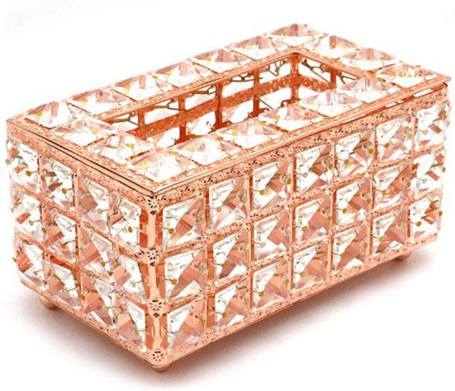 Taschentuchspender OutsideWorld aus Metall und Kristallglas in Beige und Gold, rechteckige Servietten-Aufbewahrungsbox für den Tisch - Bild 1
