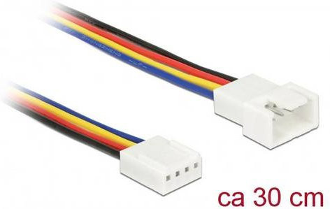 Delock PC-Lüfter Anschlusskabel PWM 4-Pin Verlängerung, Bunt, Länge: 0,30 m - Bild 1