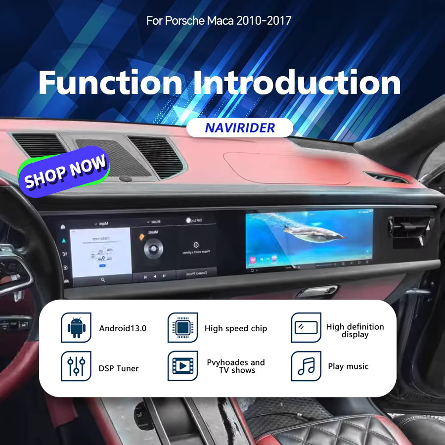 NAVIRIDER Android Auto Radio für Porsche Macan 2010-2017 mit Dual Screen, Co-Pilot System, Carplay, GPS und Bluetooth in Schwarz - Bild 2