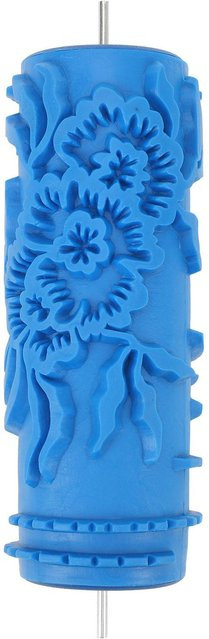 Koogeelife Muster-Farbrolle zur Wanddekoration mit klassischer floraler Prägetextur aus Gummi, Blau, Breite: 12,7 cm - Bild 1