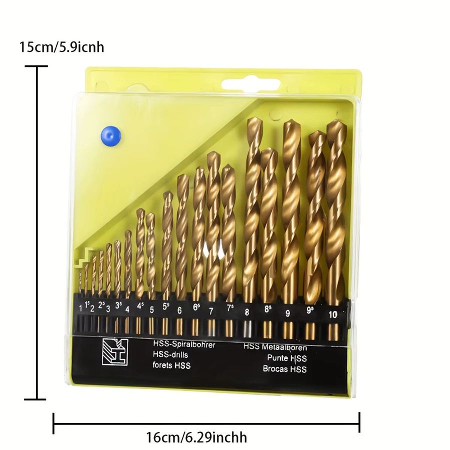 NIUXIANG 19-teiliges HSS-Cobalt Bohrer-Set M35, Gold, 1–10 mm, für Edelstahl und Hartmetall - Bild 4