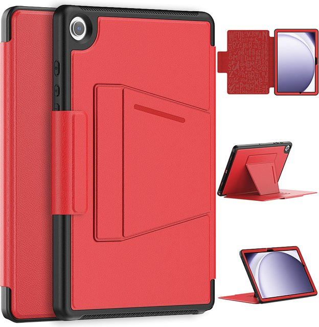 Magnetische Leder Flip Case Smart Cover für Samsung Galaxy Tab A9 Plus 11 Zoll 2023 in Rot - Bild 1