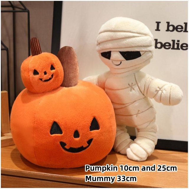 GDzaccly Halloween Kürbis Mumie Kuscheltiere, Plüsch / Textil, Orange - Bild 1