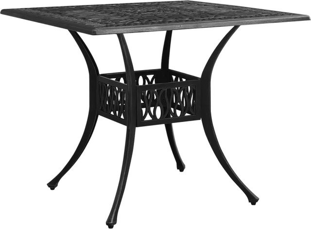 vidaXL Gartentisch aus Aluminiumguss in Schwarz mit Schirmloch, B/T/H: 90 x 90 x 73 cm - Bild 1