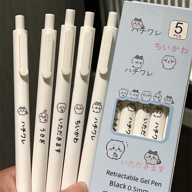 Chiikawa Gel-Stift-Set mit schwarzer Tinte und 0,5 mm Stiftstärke in Schwarz und Weiß - Bild 1