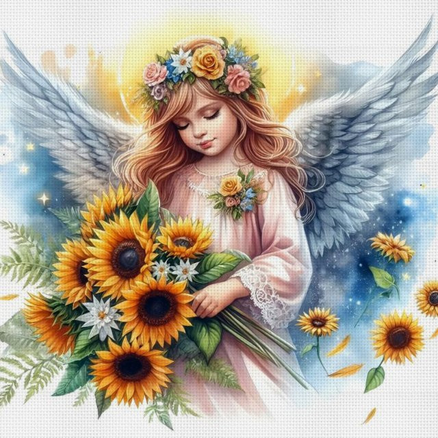 Sunlight Angel Kreuzstich-Set zum Selbermachen, 11CT Stickerei in Multicolour, B/H: 36 x 36 cm - Bild 1