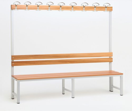 SZAGATO Umkleidebank im Industrial Design aus Stahl und Holz, Grau, B/H/T: 30 x 170 x 200 cm - Bild 1