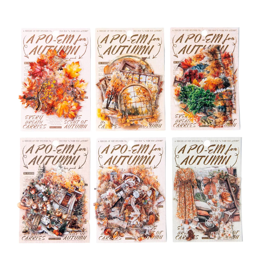 YCDBTH Herbst-Themen-Aufkleber-Set mit 30 Blatt und 6 Vintage-Designs in Multicolour für Scrapbook und Collagen - Bild 3