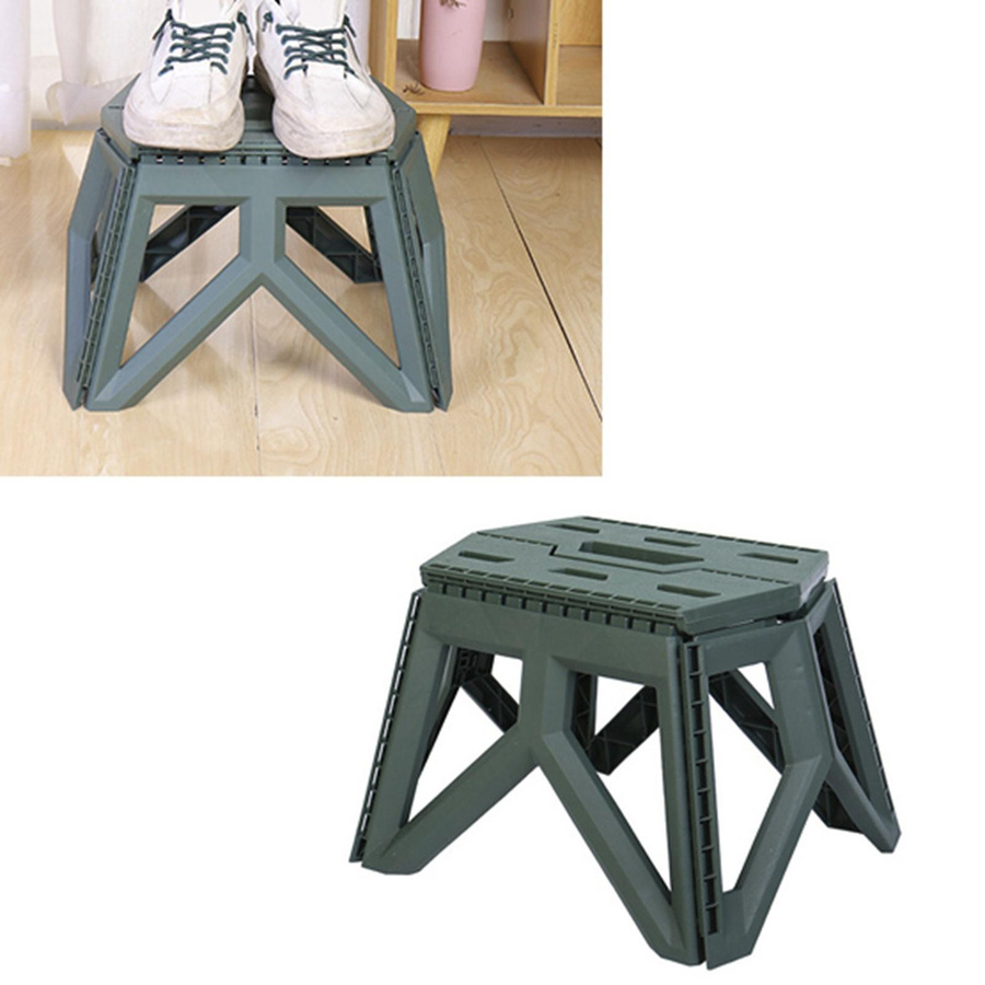 KONNWEI Klapptritt Hocker aus Kunststoff in Grün, tragbarer kleiner Hocker für Kinder, Camping und Outdoor - Bild 4