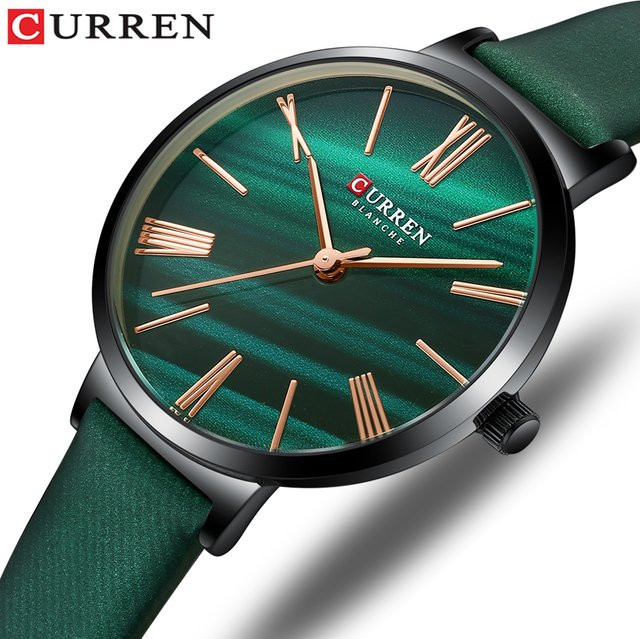 CURREN Armbanduhr Leder, Grün, Damen - Bild 1