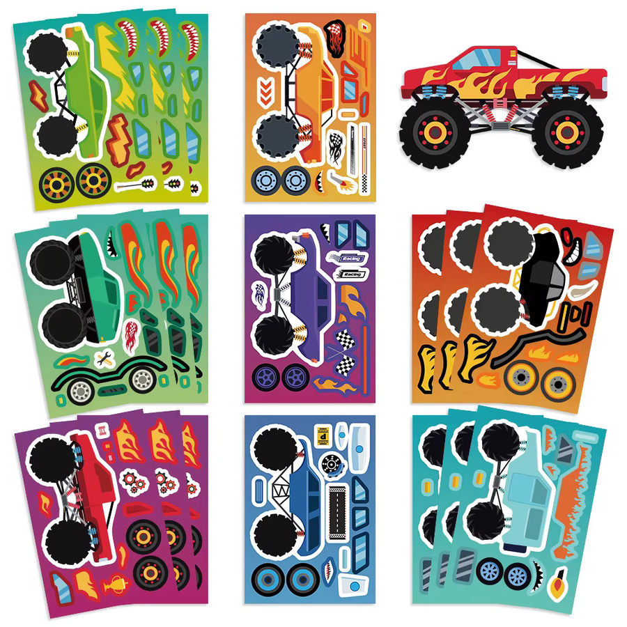 Monster-Truck-Gesichter DIY-Puzzle-Aufkleber, 8/16/24 Stück Set - Bild 4