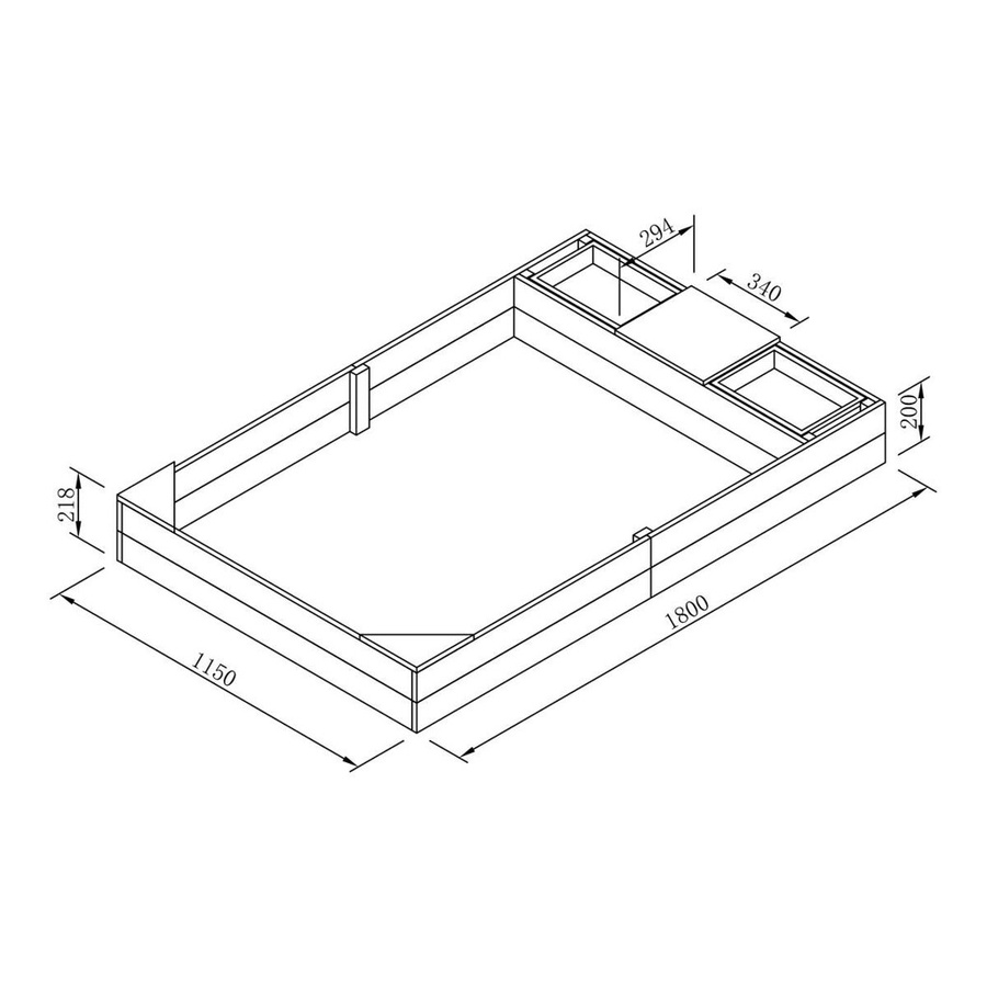 AXI Sandkasten Kelly aus Hemlock-Holz mit Becken und Bank, Anthrazit und Braun, B/T/H: 115 x 180 x 21,8 cm - Bild 4
