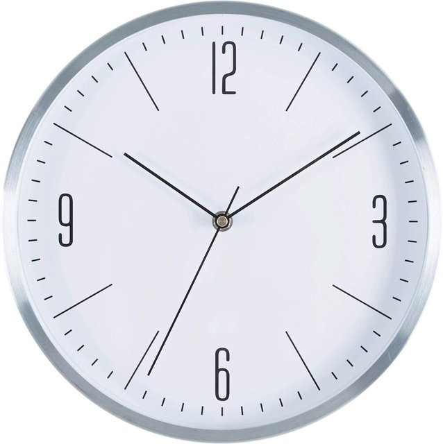 Mömax Wanduhr Jesper modern in Weiß und Silber aus Metall, Durchmesser: 30,5 cm - Bild 1