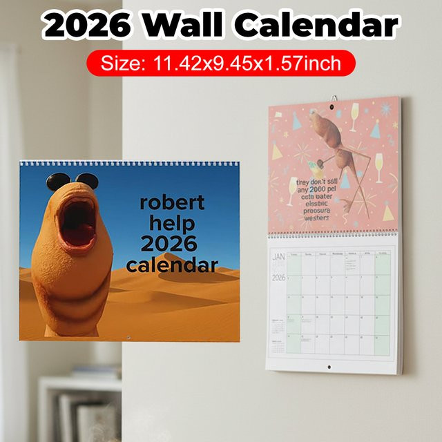 Marcus The Worm 2026 Wandkalender mit lustigen Tierillustrationen in Gelb und Multicolour - Bild 1