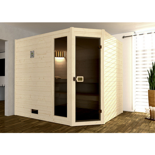 WEKA Ecksauna Valida Eck 3 aus Fichtenholz mit Glastür in Beige, B/H/T: 239 x 203,5 x 189 cm - Bild 4