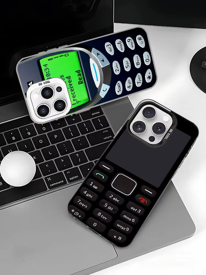 Retro Handyhülle im Nokia-Design für iPhone 11 bis iPhone 17 Pro Max Plus, stoßfeste Rückseite, Farbe: Silber - Bild 7