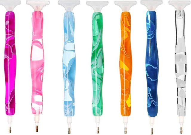 13-teiliges Set 5D Diamantmalerei-Stifte mit Metall-Bohrerköpfen und Multi-Placer-Zubehör in Gelb und Multicolour - Bild 1