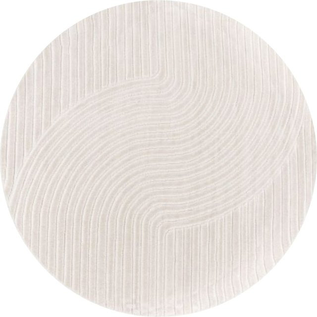 In- & Outdoor-Teppich Cotara in Beige, rund, Durchmesser: 160 cm mit wellenförmigem Boho-Muster - Bild 1