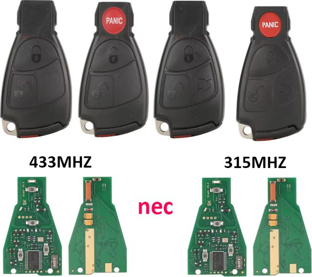 Mercedes Benz Autoschlüssel-Fernbedienung in Schwarz für NEC B C E ML S CLK Klassen (433MHz/315MHz, 2/3 Tasten) - Bild 1