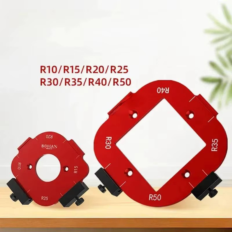 GDART 2-teiliges 4-in-1 Schablonen-Set aus Aluminium in Rot für Holzbearbeitungsfräser zur Arc Corner Positionierung (R10-R50) - Bild 5