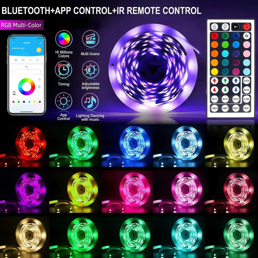 GHUSTAR RGB LED Lichtstreifen mit WLAN und Bluetooth für TV, USB 5V Smart Tape Light mit Fernbedienung und Sprachsteuerung, Multicolour - Bild 2