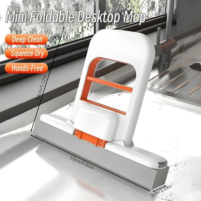 Batoom Handglasreiniger Mop in Weiß aus Baumwolle und Kunststoff für die Oberflächenreinigung in Küche, Badezimmer und auf Schreibtischen - Bild 1
