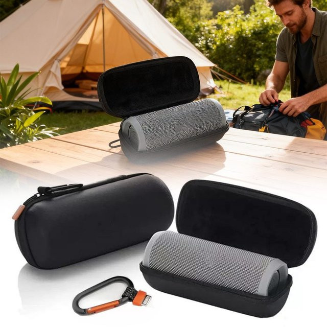 Wasserabweisende und stoßfeste Hartschalen-Tragetasche für JBL Flip 7 in Schwarz oder Silber - Bild 1