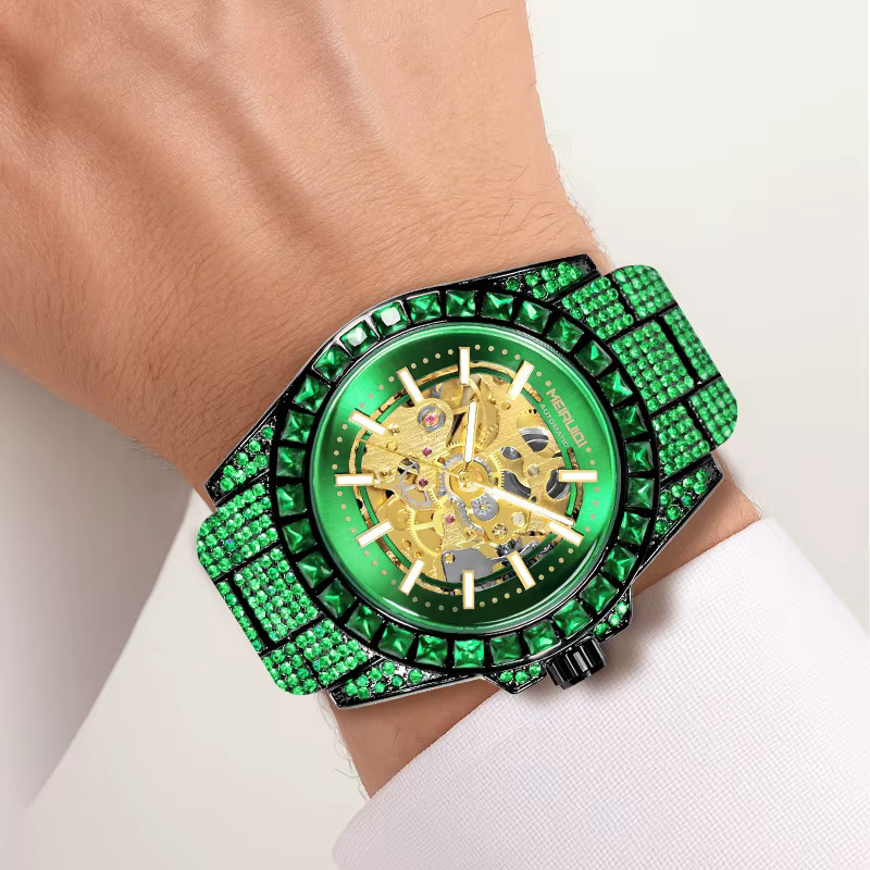 MEIRUIQI Armbanduhr, Automatik, Edelstahl, Grün, Herren - Bild 4